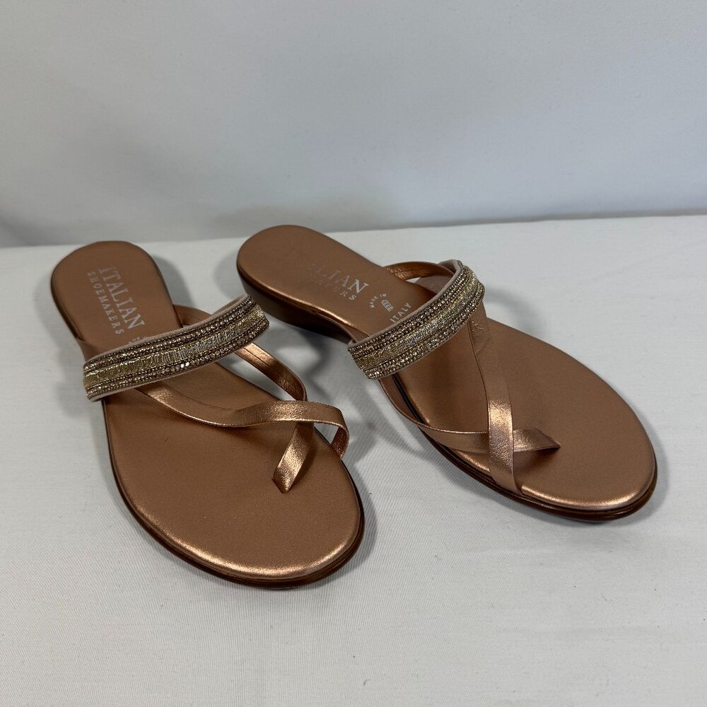 ITALIAN SHOEMAKERS - LANNA FLAT SANDAL- 9 - COPPER